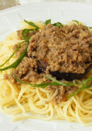 なすのステーキと肉味噌のパスタ-レシピのメイン写真