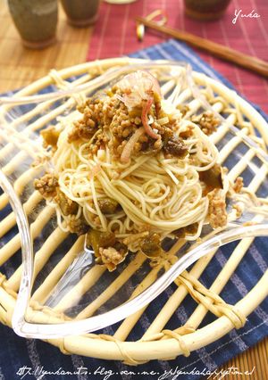 豚ひき肉と焼きなすの和カッペリーニ-レシピのメイン写真