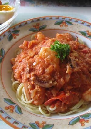 突然の来客に！蟹のトマトクリームパスタ-レシピのメイン写真