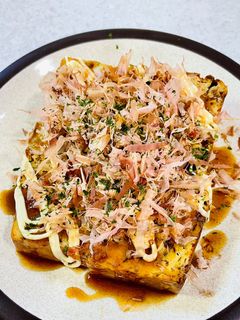 パウンドケーキ型でお好み焼き 大豆粉-レシピのメイン写真