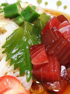 夏野菜とヅケの冷やしうどん-レシピのメイン写真