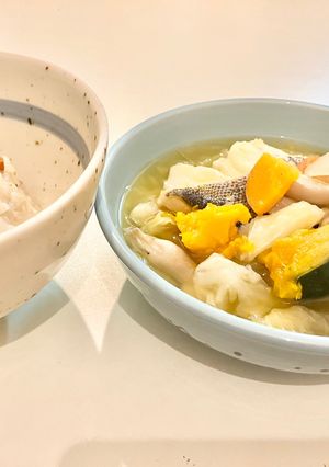 野菜スープと中華がゆ-レシピのメイン写真