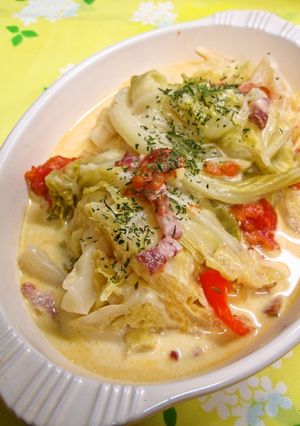 キャベツとトマトのクリーム煮-レシピのメイン写真