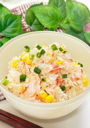 もち麦🌾コーンとカニカマ炊き込みご飯🌽🦀-レシピのメイン写真