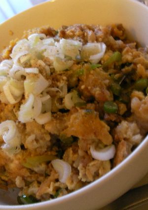 にんにくの芽と長ネギの卵とじ丼-レシピのメイン写真