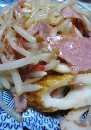 ベーコンとちくわでモヤシ煮☆紅ショウガも-レシピのメイン写真