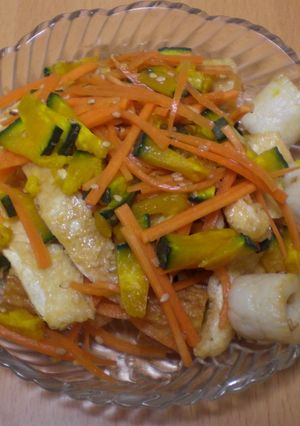 人参ちくわカボチャ油揚げの麺つゆサラダ-レシピのメイン写真