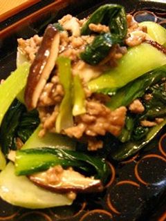 青梗菜の豚ひき肉とろり塩炒め-レシピのメイン写真