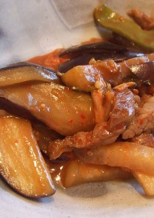 アメリカ♪牛肉となすのキムチ炒め-レシピのメイン写真