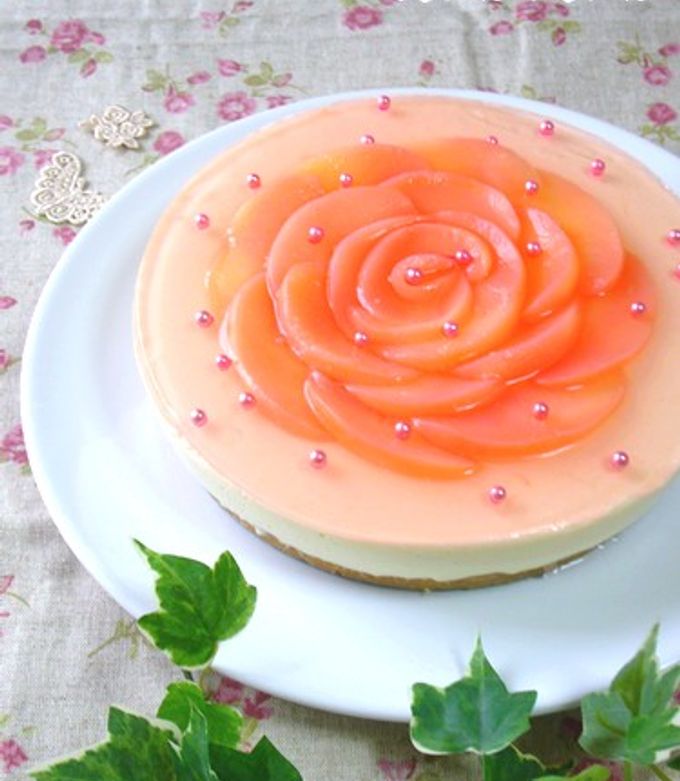 桃のお花のレアチーズケーキ-レシピのメイン写真
