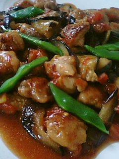 鶏肉とナスとトマトの甘酢炒め-レシピのメイン写真