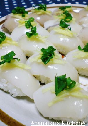 ネギとしょうがで風味増し♡イカにぎり寿司-レシピのメイン写真