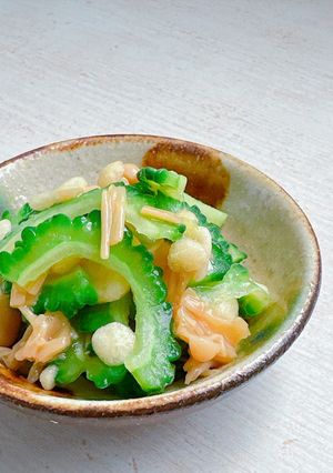 揚げ玉入り♡ゴーヤーとなめ茸の和え物-レシピのメイン写真
