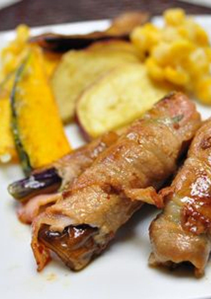 豚と茄子のくるくる巻き＊野菜チップ-レシピのメイン写真