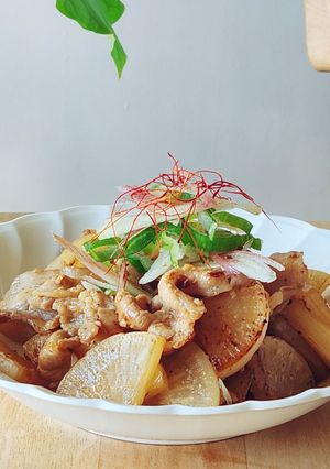 焦がしバター醤油で絶賛☆豚バラ大根☆夕食-レシピのメイン写真