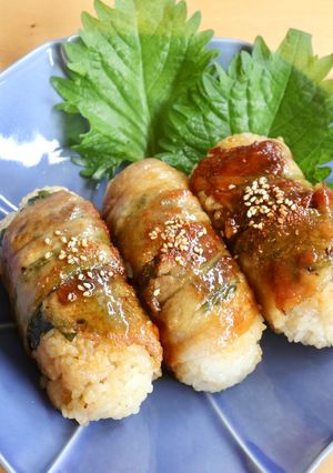 大葉と七味で大人の肉巻きおにぎり-レシピのメイン写真