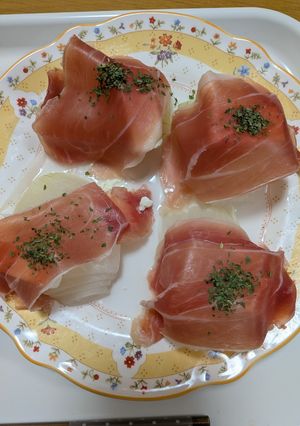 新玉ねぎ・生ハム・チーズのレンチン蒸し-レシピのメイン写真
