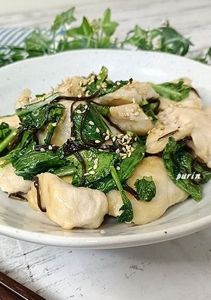 カブの葉と鶏むね肉の塩昆布炒め-レシピのメイン写真