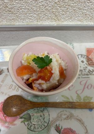 ツナトマトと緑のお粥さん-レシピのメイン写真
