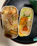 レンジ簡単梅クリームパエリア風味炒飯弁当