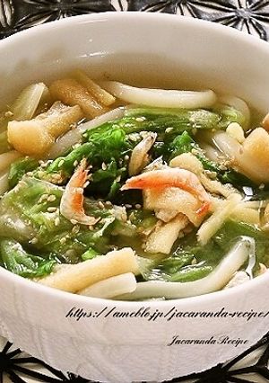 レタスと桜エビの味噌うどん-レシピのメイン写真