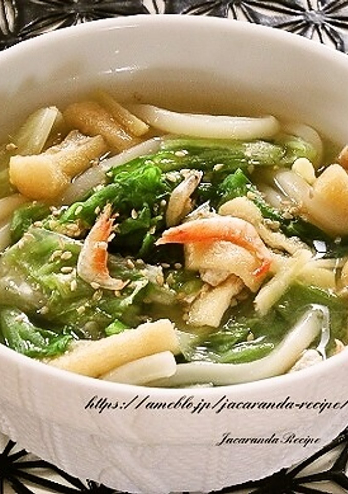 レタスと桜エビの味噌うどん-レシピのメイン写真