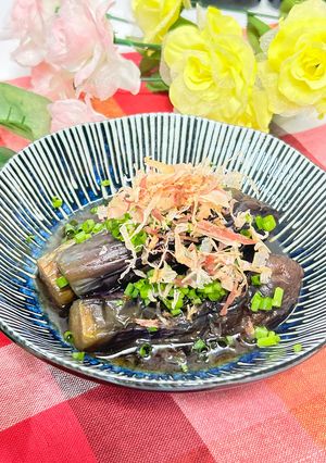 ジュースが溢れる丸ごと茄子の煮びたし🍆-レシピのメイン写真