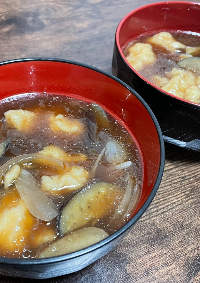 玉ねぎと茄子だけ簡単すいとん-レシピのメイン写真