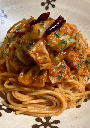 キャベツとアンチョビのトマトパスタ-レシピのメイン写真