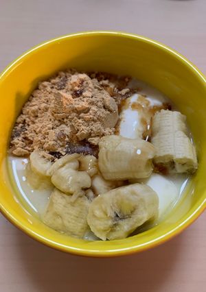 ホットヨーグルトとバナナきな粉ハチミツ-レシピのメイン写真