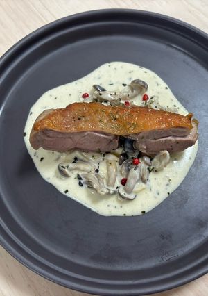 鴨肉のソテー きのこのホワイトソース-レシピのメイン写真