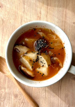 むくみ解消！長芋と椎茸のキムチスープ-レシピのメイン写真