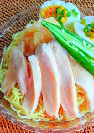 サラダチキンのおろしぶっかけ冷やし中華-レシピのメイン写真