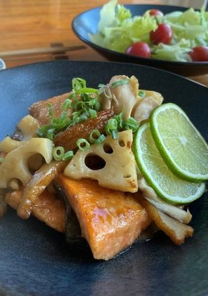 鮭とレンコンの照り焼き-レシピのメイン写真