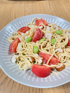 トマトと枝豆のごまドレッシングパスタ-レシピのメイン写真