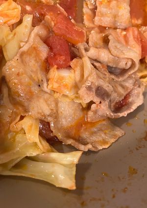 ほったらかし豚バラキャベツ和風トマト蒸し-レシピのメイン写真