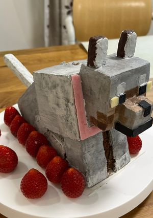 立体ケーキ　マイクラの犬-レシピのメイン写真