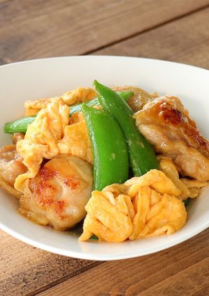 スナップエンドウと鶏肉の玉子炒め-レシピのメイン写真