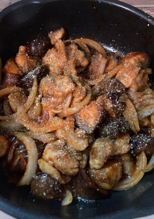 鶏肉・なす・玉ねぎのトマト煮込み風-レシピのメイン写真