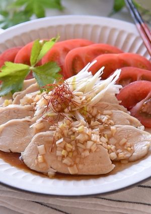 香味旨だれで食すレンチン蒸し鶏-レシピのメイン写真