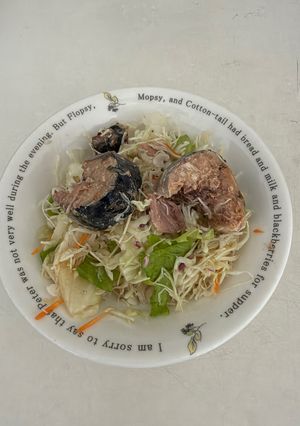 鯖の水煮缶詰のサラダ400円3分-レシピのメイン写真