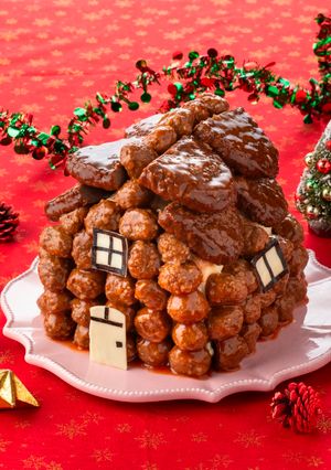 ミートボールチキンハンバーグのログハウス-レシピのメイン写真