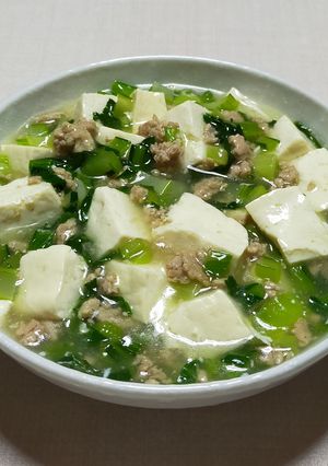 小松菜と豚ひき肉の麻婆豆腐風-レシピのメイン写真
