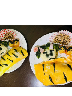 節分 鬼オムライスとお福さん-レシピのメイン写真