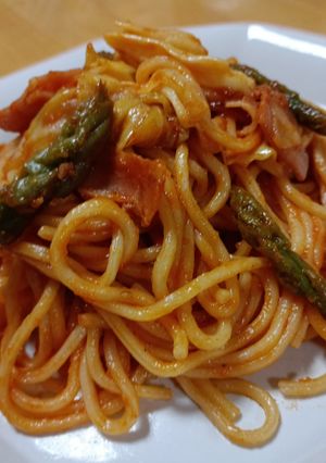 ベーコンとキャベツのトマトの生パスタ♪-レシピのメイン写真