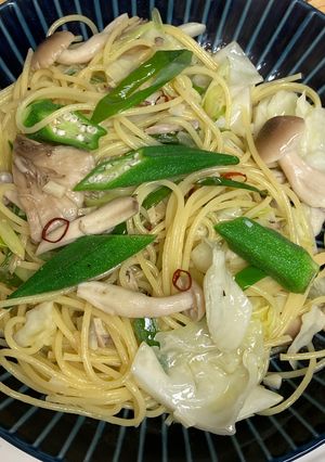 オクラとキャベツの和風ペペロン風パスタ-レシピのメイン写真