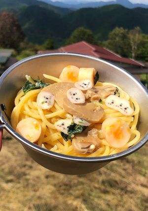 ▲山ごはん▲松茸風味ちいかま豆乳パスタ-レシピのメイン写真