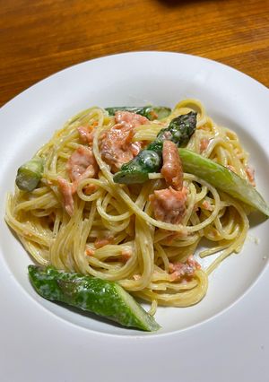サーモンとアスパラのクリームパスタ⭐︎-レシピのメイン写真