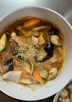 ゴロゴロ野菜と魚肉のキムチユッケ味炒煮風-レシピのメイン写真