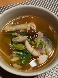 【腸活レシピ】サバ缶ときのこのキムスープ-レシピのメイン写真